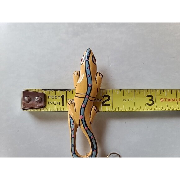 Painted Wooden Dangling Salamander Earrings Vintage Costume Jewelry NOS - Picture 10 of 10